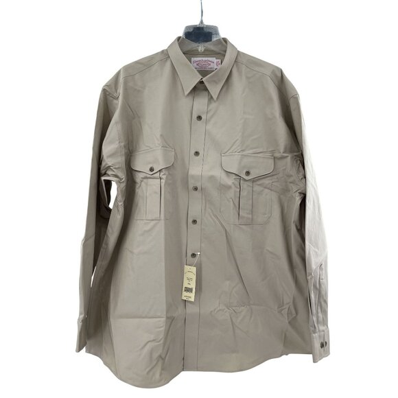 Filson Mens Beige Cotton Long Sleeve Button-Up Shirt XXL Extra Tall Heavy - Picture 1 of 11